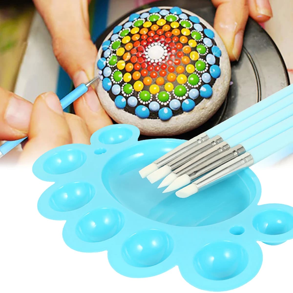 Outils de pointage de Mandala pour Kits de peinture sur roche, stylo d'art, pochoir de peinture, stylet de dessin, brosse, fournitures d'art, outil d'art de Mandala