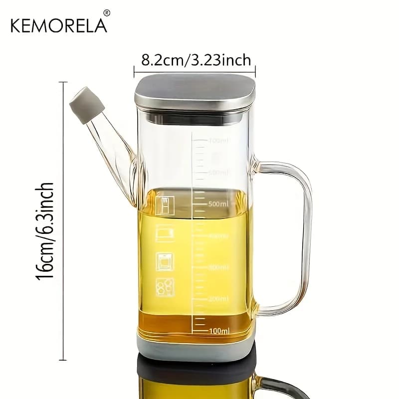 KEMORELA 1/2 pièces 700ml bouteille distributrice d'huile d'olive en verre avec marquages de mesure et verseur anti-goutte/fuite pour la cuisson des grillades