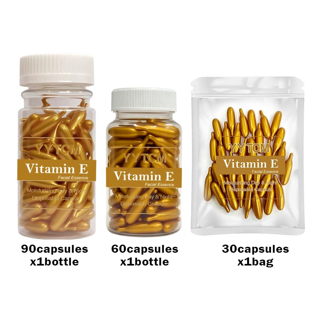 Capsules de sérum à la vitamine E, capsules d'essence à usage unique, hydratantes et nourrissantes pour la peau du visage, 90 capsules/flacon - 1 flacon