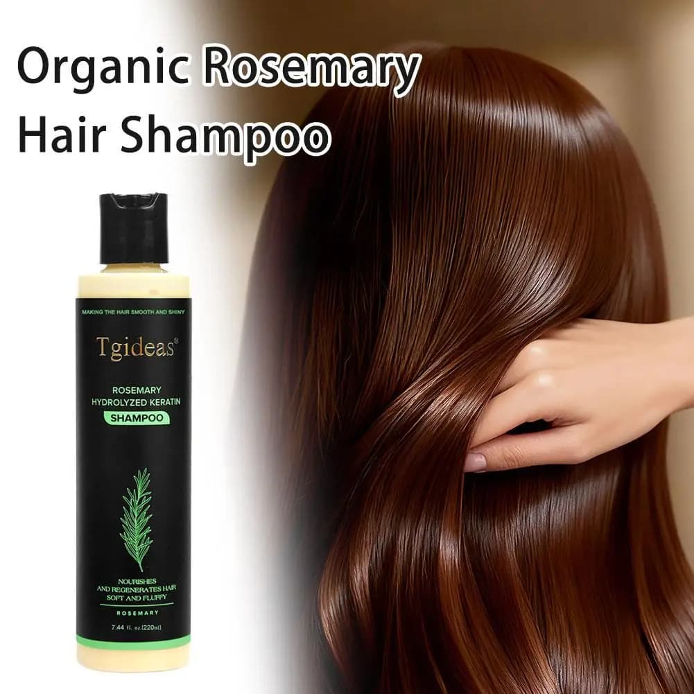 Shampooing pour la croissance des cheveux à l'huile de romarin biologique, nourrit en profondeur les follicules pileux, favorise la circulation sanguine du cuir chevelu, réduit la perte de cheveux