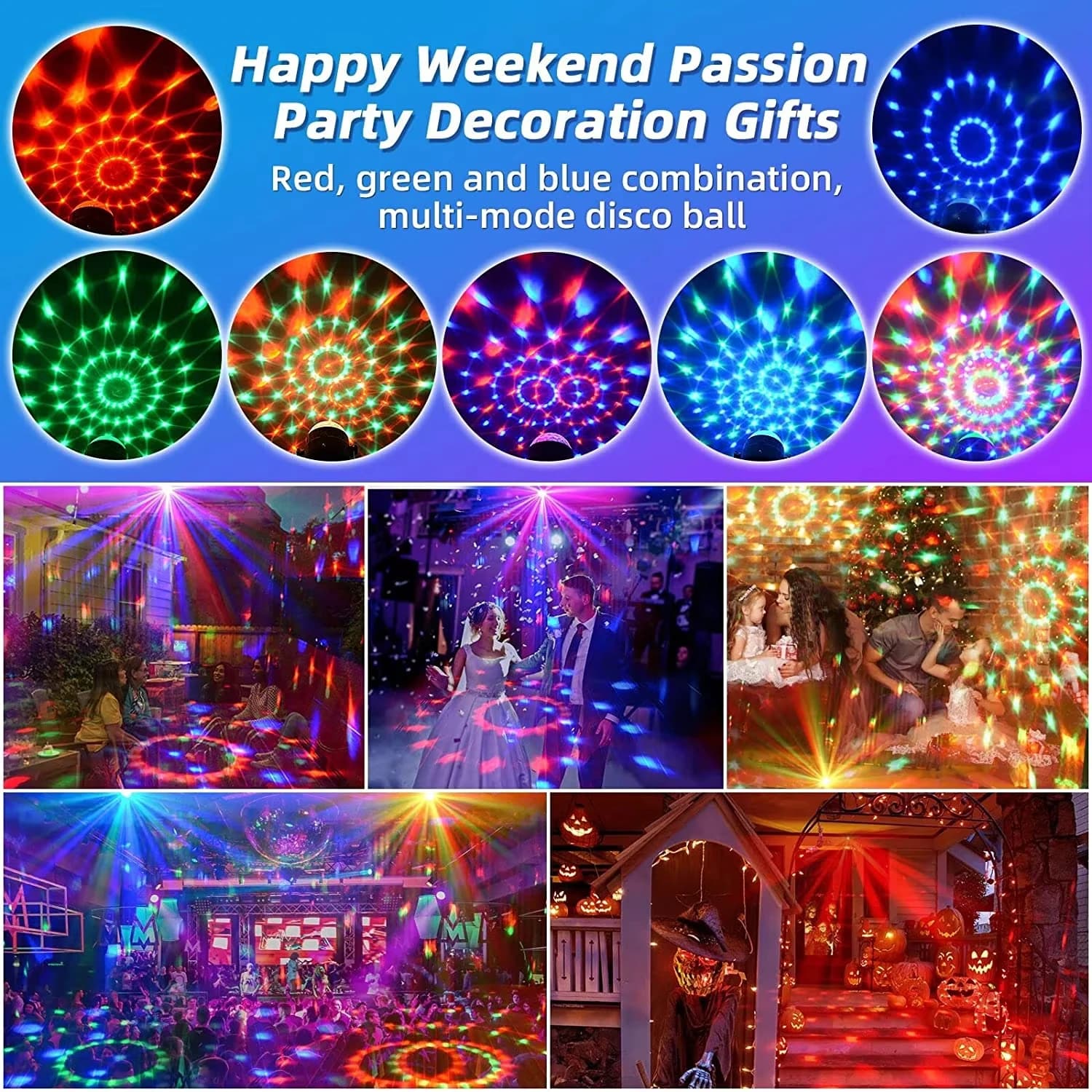 LED scène Disco lumière rotative DJ balle stroboscopique coloré magique danse voiture ambiance RGB cadeau de noël fête
