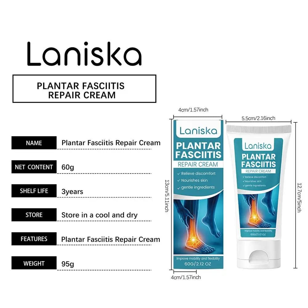 Crème Apaisante 60g pour Fasciite Plantaire, Soulagement Douleur Talon, Pommade Traitement Épine Calcanéenne et Pieds Douloureux, Soin des Pieds Pénétrant en Profondeur