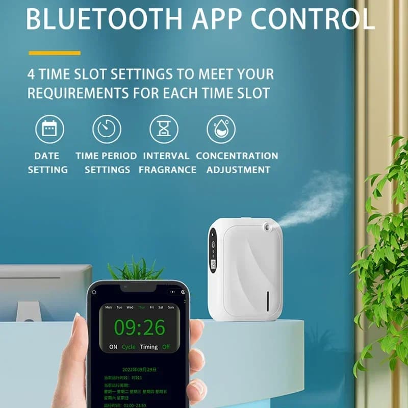 Diffuseur d'arôme à couverture 200m3, Machine avec contrôle par application Bluetooth, diffuseur de parfum mural, distributeur d'odeurs pour parfum domestique