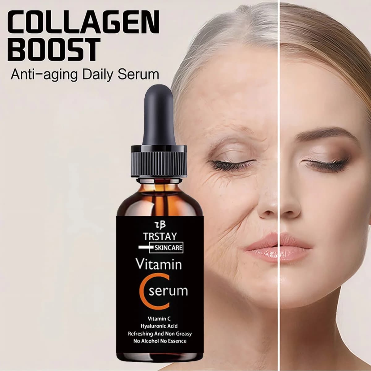 Essence de vitamine C anti-oxydation éclaircissante pour la peau huile essentielle VC acide hyaluronique essence faciale locale