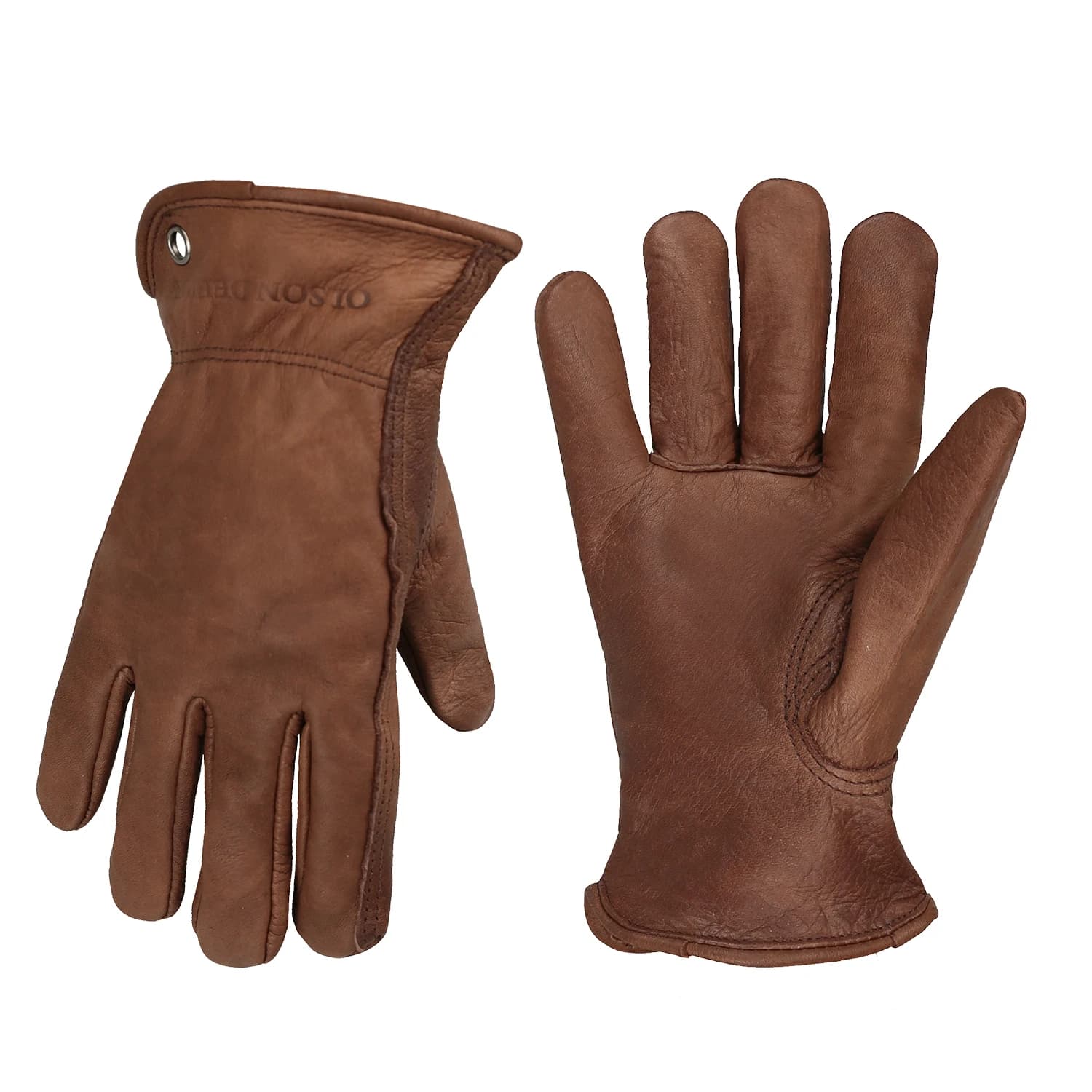 Gants de travail en cuir marron pour couper/moto/ferme
