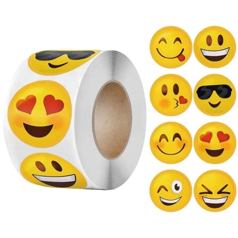 1/2 rouleau de stickers emoji souriants, autocollants inspirants pour enfants, emballage extérieur créatif mignon et amusant, autocollant cadeau