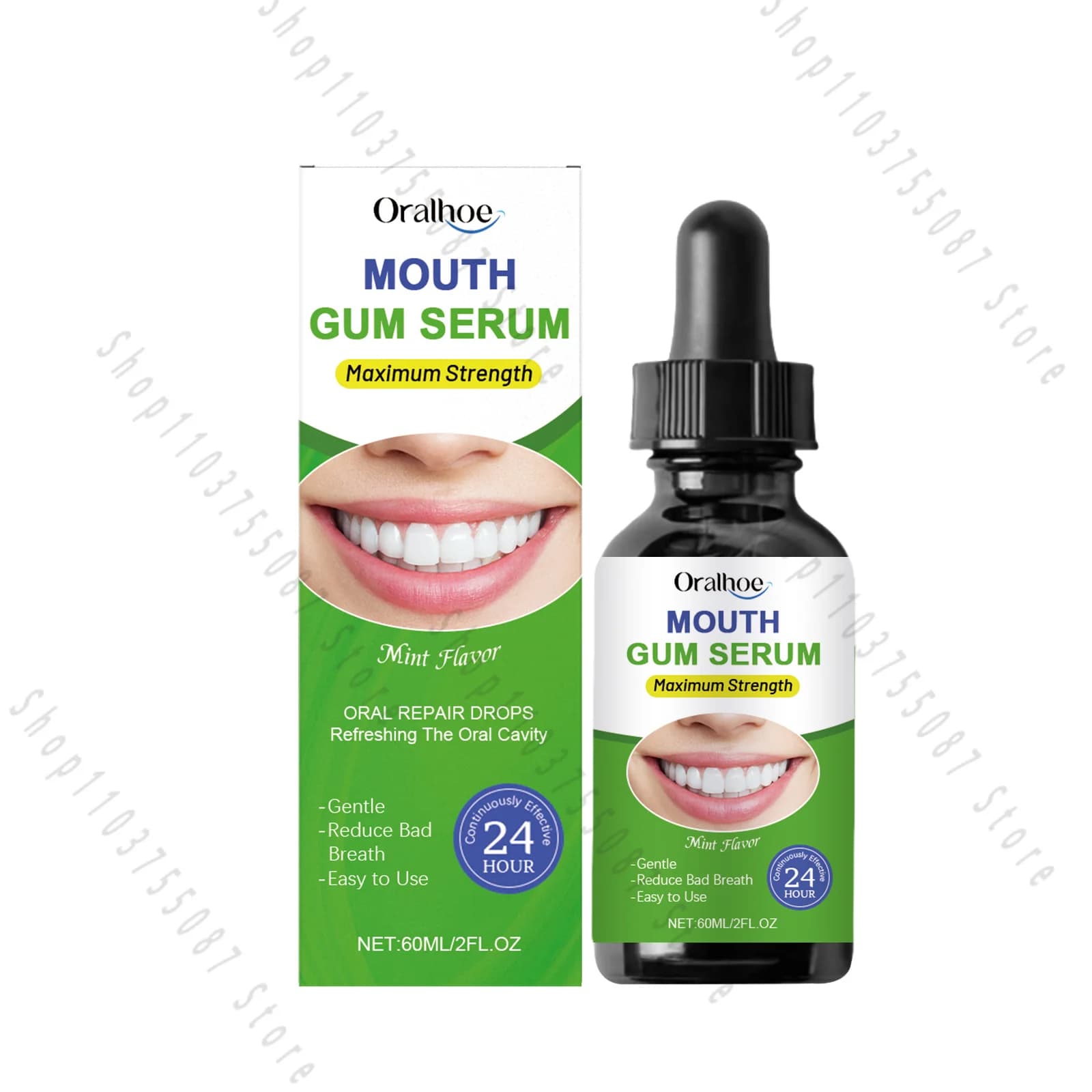 Sérum pour les gencives 60ml, gouttes réparatrices buccales à la menthe, haleine fraîche longue durée, blanchit les dents, soin doux des gencives, réduit les mauvaises odeurs