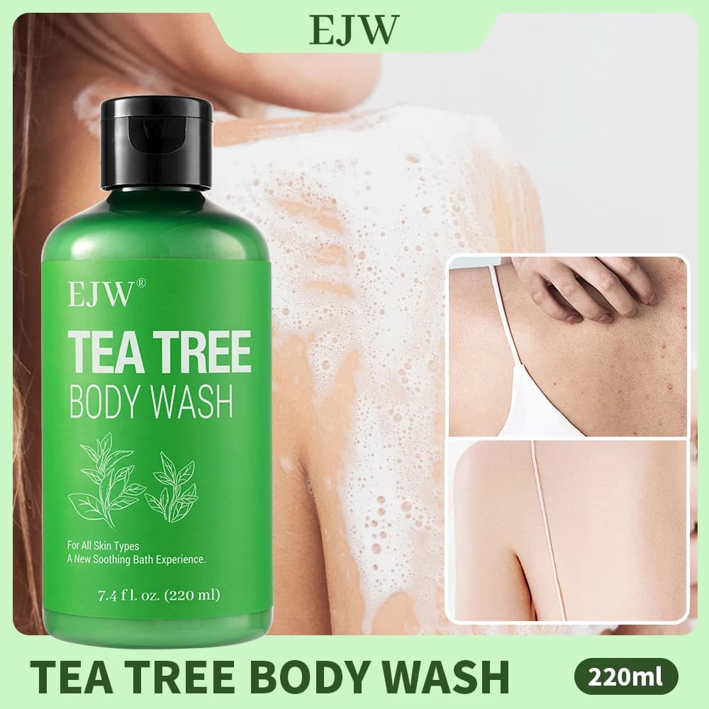 Gel Douche EJW Tea Tree Anti-Odeur, Élimination de l'Acné du Dos, Hydratation Longue Durée, Équilibre de la Barrière Cutanée, Nettoyant Corporel.