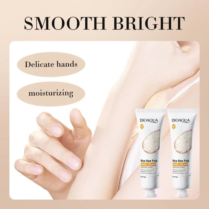 Crème pour les mains au riz, contenant de l'extrait de riz, hydrate et nourrit sans rendre la peau grasse, nourrit en profondeur, texture délicate, soin des mains, entretien saisonnier, emballage port