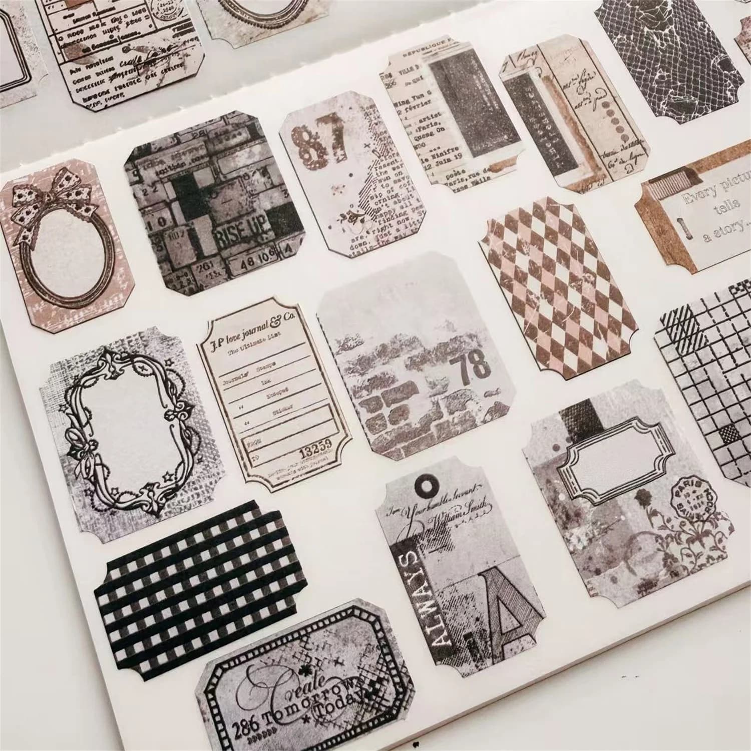 Rouleau d'autocollants décoratifs vintage pour pages de journal, étiquettes et histoires, pour la création de cartes DIY et le scrapbooking