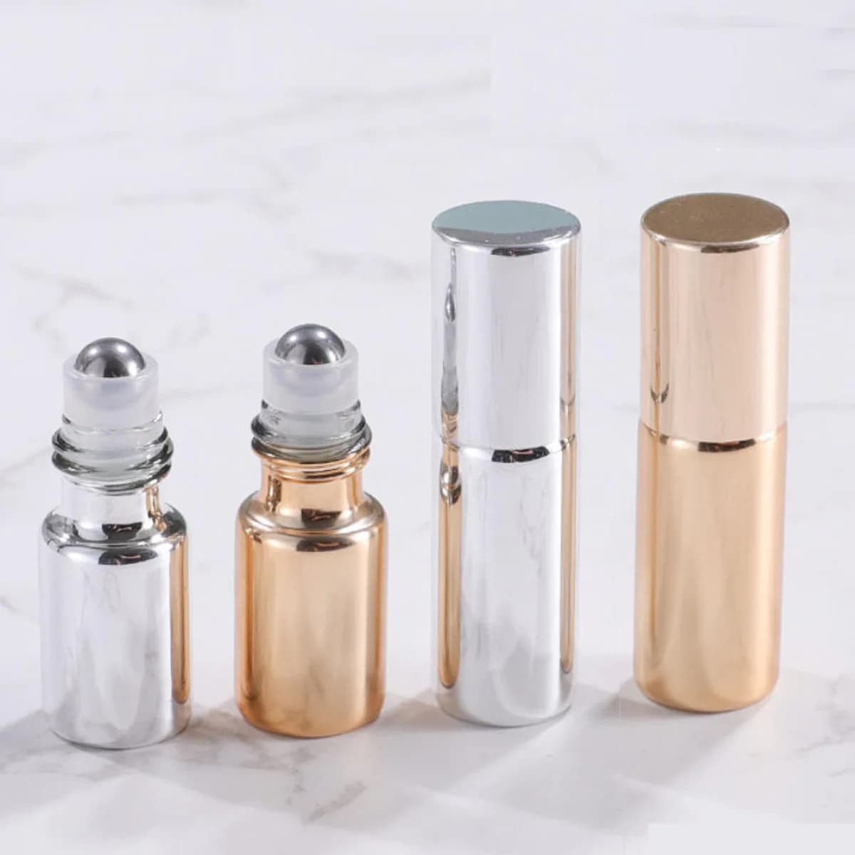 Bouteilles à roulettes en verre or/argent