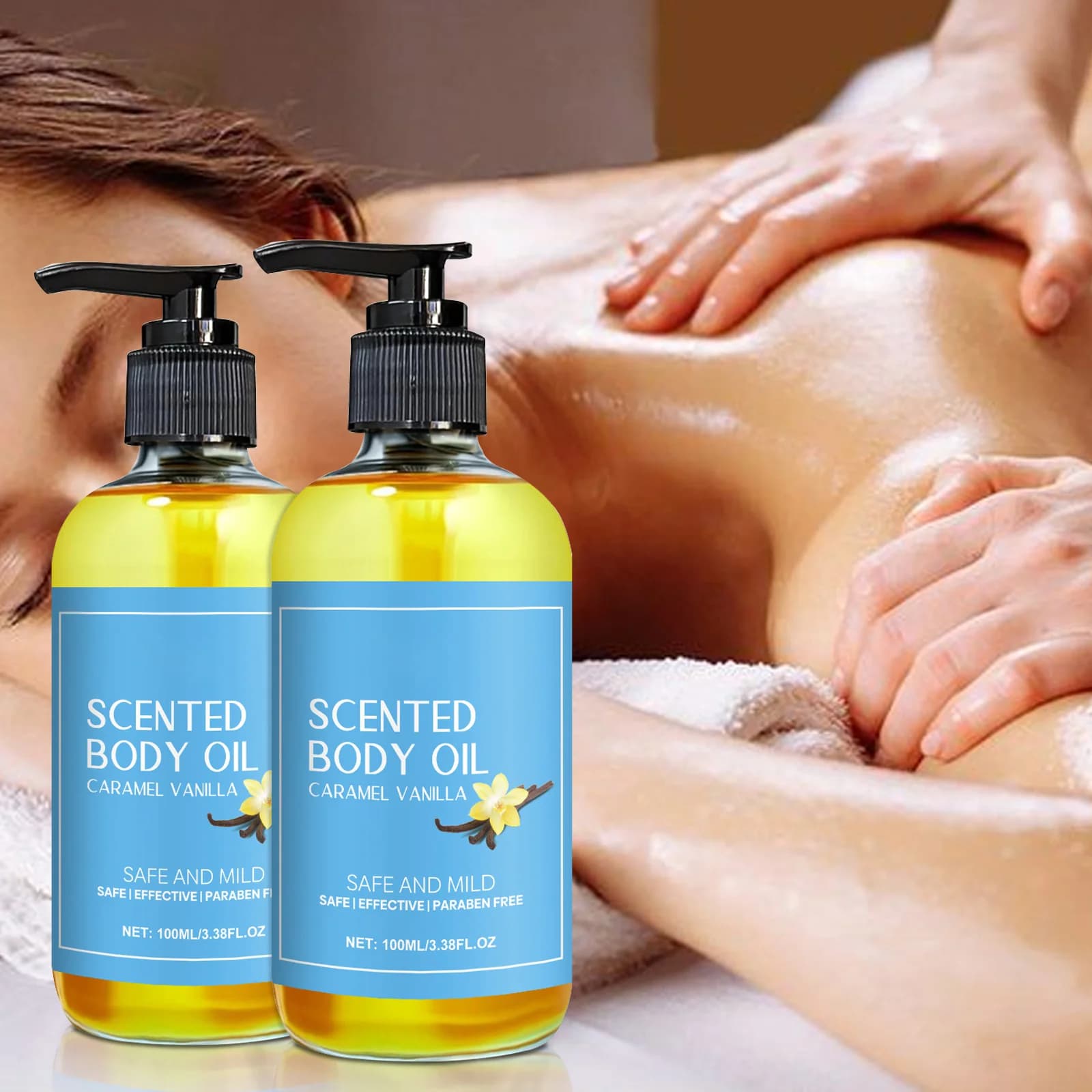 Huile de Massage corporel à la vanille, améliore l'hydratation, soulage le Stress, renforce, nourrissante, relaxante musculaire, huiles essentielles végétales de SPA