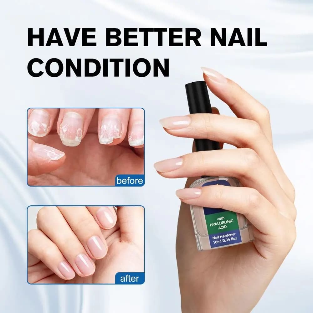 Durcisseur d'ongles 10ml avec acide hyaluronique, huile réparatrice anti-casse, brillance naturelle, application facile au pinceau, outil pour ongles plus forts, pour le soin des ongles