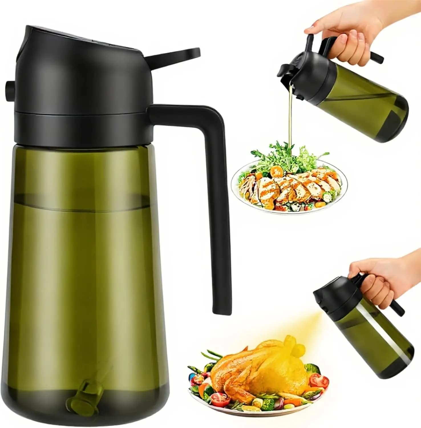 Bouteille distributrice d'huile d'olive 2 en 1