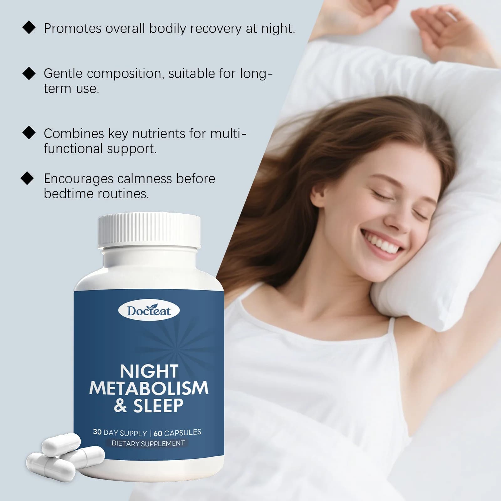 Capsules DOCTEAT pour le sommeil : Augmentent la somnolence, améliorent la qualité du sommeil, stimulent le métabolisme, ajustent les habitudes quotidiennes, capsules nutritionnelles