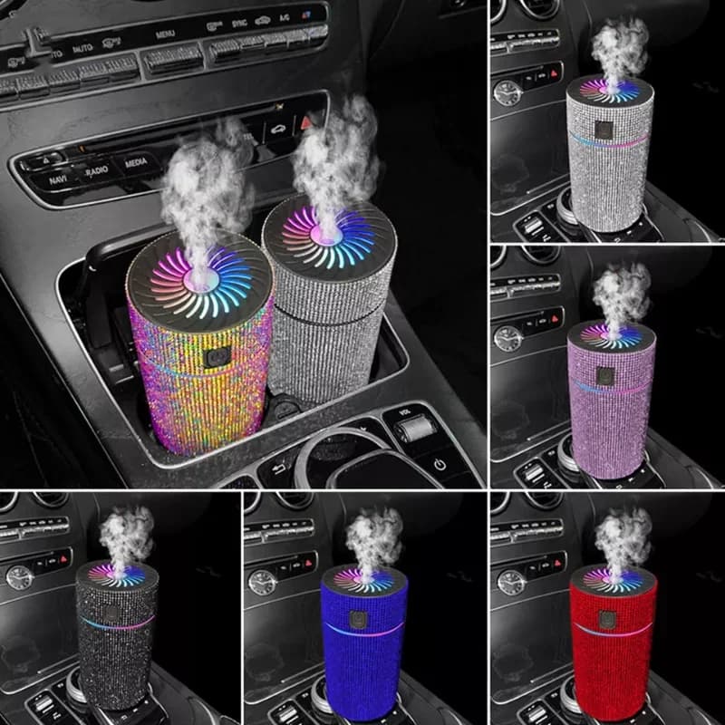 Humidificateur diffuseur de voiture en diamant de luxe avec lumière LED, purificateur d'air automatique, diffuseur d'aromathérapie, désodorisant, accessoires de voiture