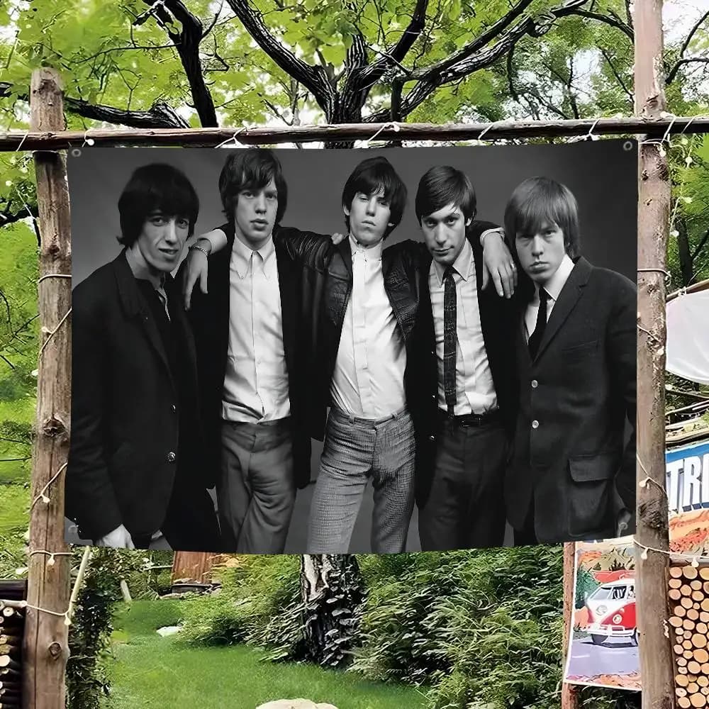 Bannière décorative imprimée avec le groupe R-rolling S-Stones, grand drapeau artistique, science-fiction, pour la décoration de la maison
