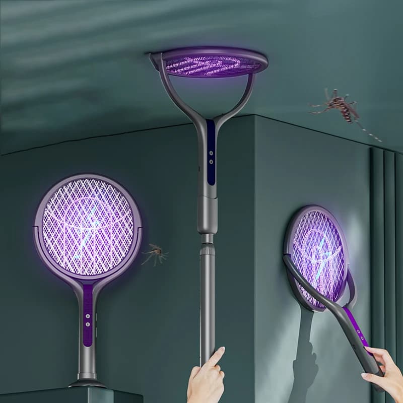 Raquette anti-insectes à tête rotative