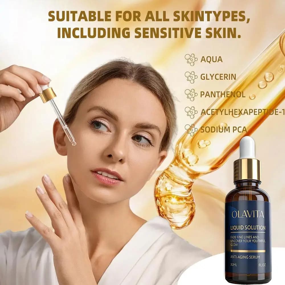 Sérum anti-âge liquide à la vitamine C, soutient l'élasticité de la peau et le collagène, aide à améliorer l'apparence des ridules et des rides