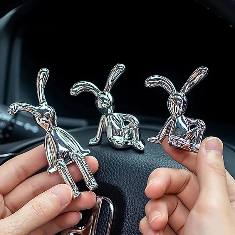 Double Statue de lapin à longues oreilles