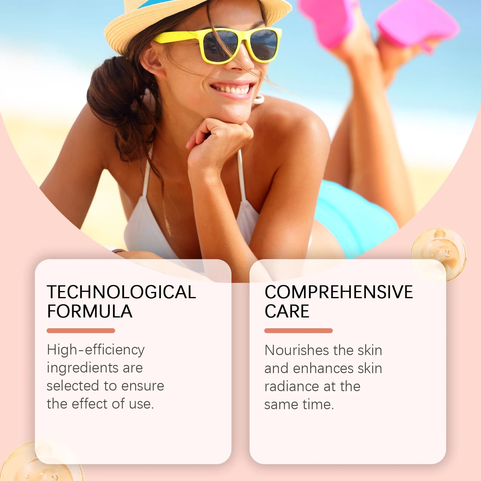 Gouttes de supplément de bronzage à base de plantes pures, hydratation légère et absorption rapide, soin corporel élastique quotidien original pour une peau lisse et rafraîchie