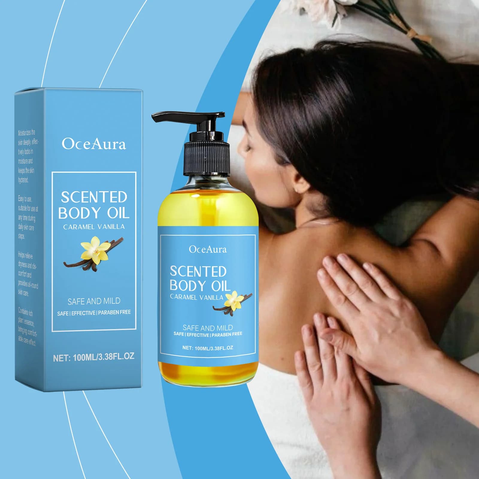 Huile de Énergie Corporelle à la Vanille pour Relaxation et Hydratation de la Peau