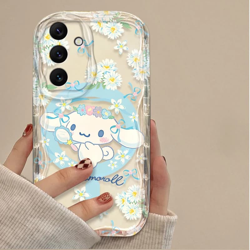 Étui floral Melody Kuromi Cinnamoroll pour Samsung Galaxy A06 A16 A26 A36 A56 A05S A15 A25 A35 A55 A14 A24 A54 A13 A23 A52 A52S