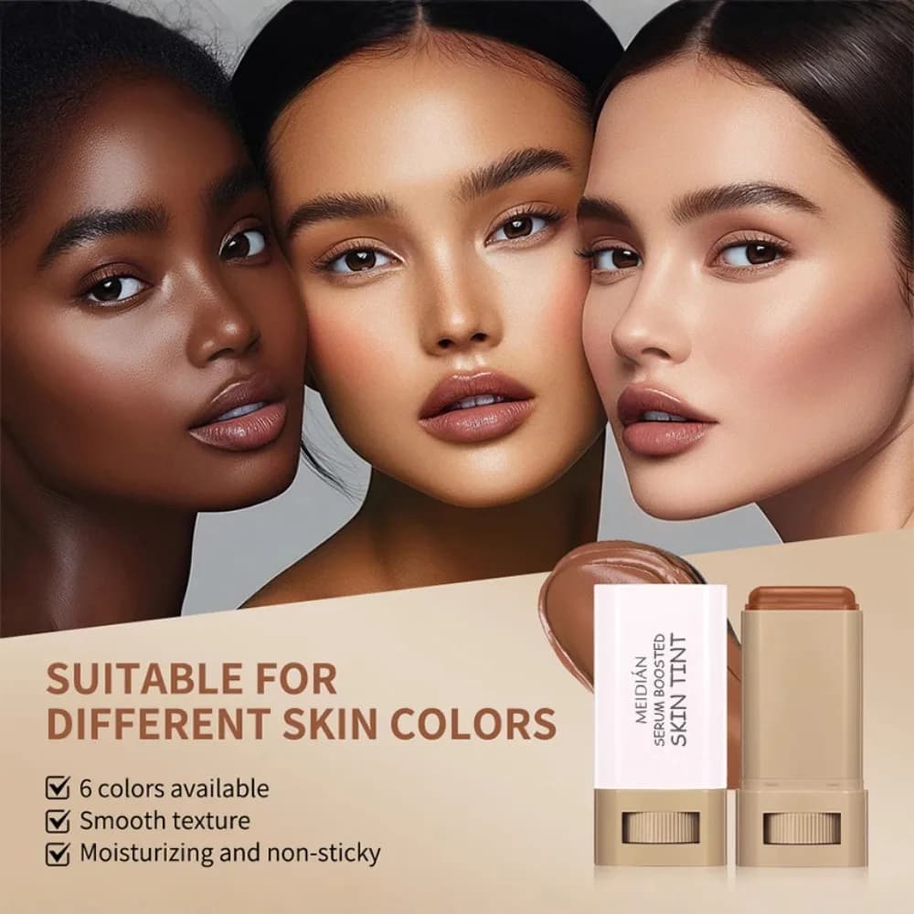 Crème de Teint Teintée en Stick Imperméable Longue Durée Contrôle du Sébum Couvrance Acné Maquillage Lissant Hydratant Correcteur Sérum Baume 6 Couleurs