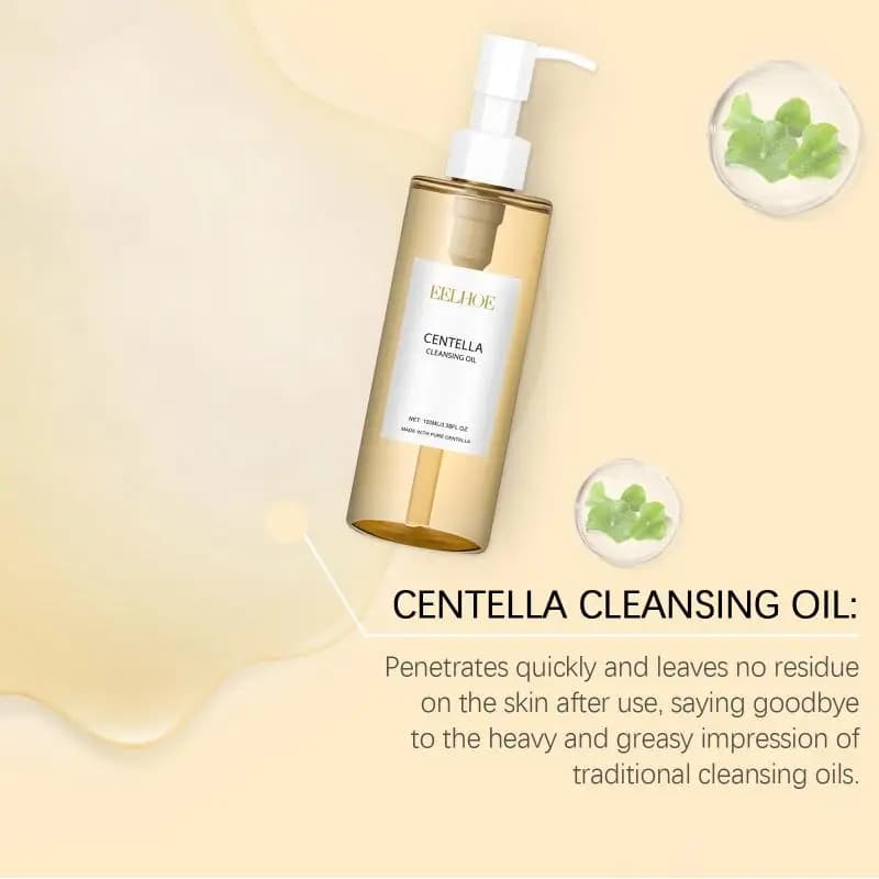 Huile Nettoyante Douce à la Centella, Démaquillant Visage Hydratant à la Vitamine E, Huile Rafraîchissante pour le Visage, Nettoyant Pores du Nez