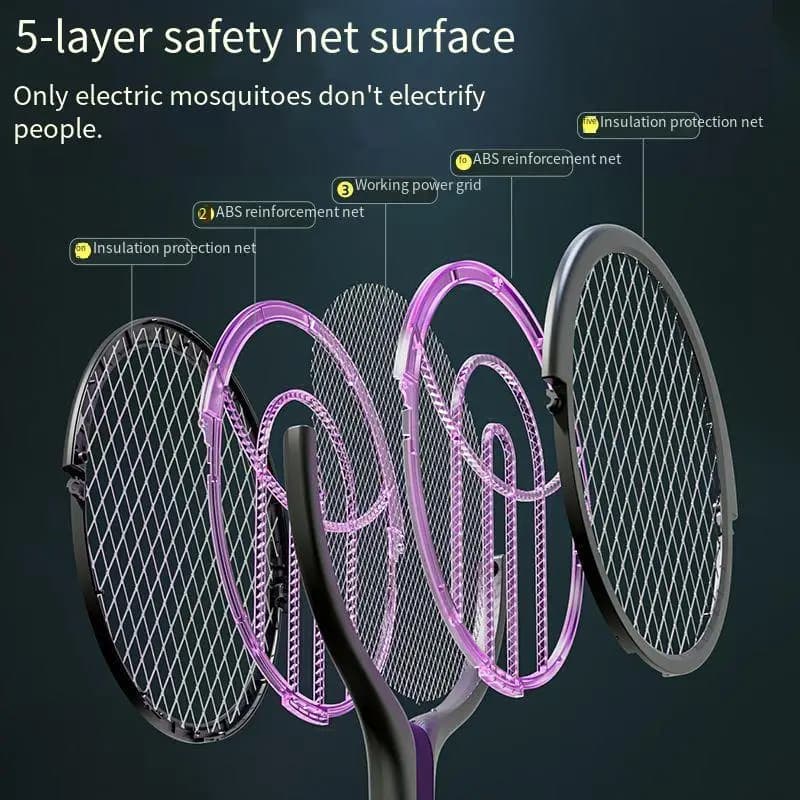 Raquette anti-insectes à tête rotative