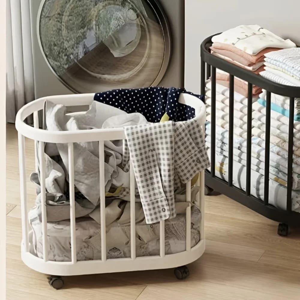Panier à linge avec roulettes, panier à linge roulant, imperméable, grande capacité, chariot de rangement, salle de bain, buanderie, organisateur pour la maison