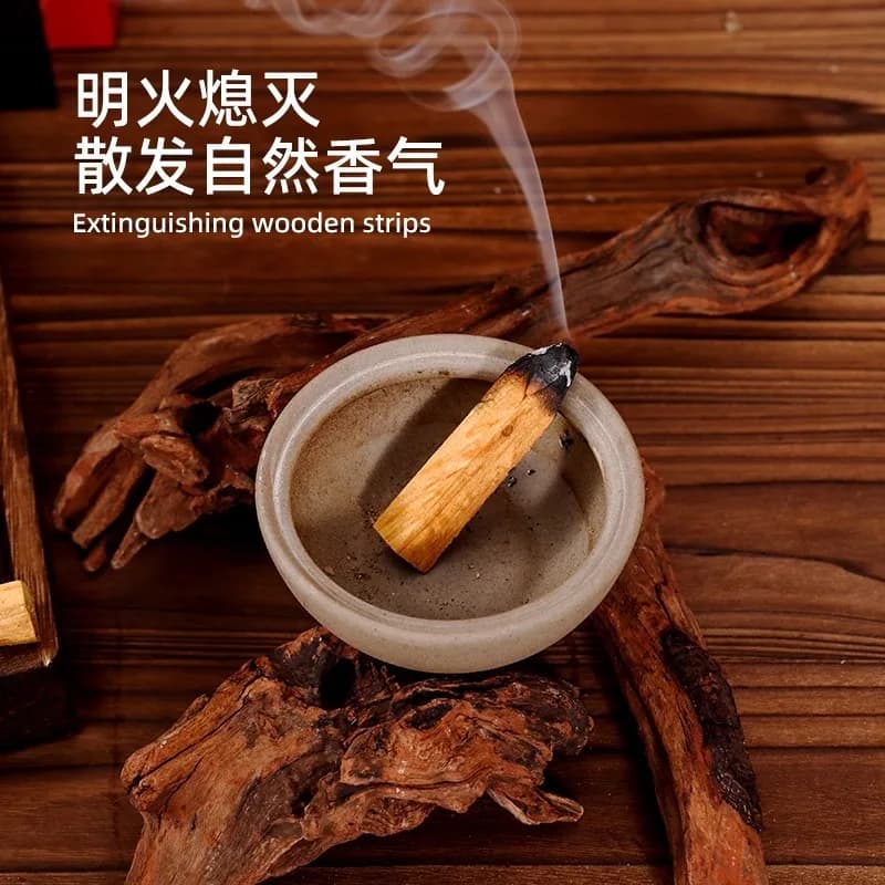 Bâtonnets péruviens Palo Santo à haute teneur en huile, baguettes de cèdre purifiantes et bâtons d'encens ; avec parfum brûlant le feu et sce longue durée