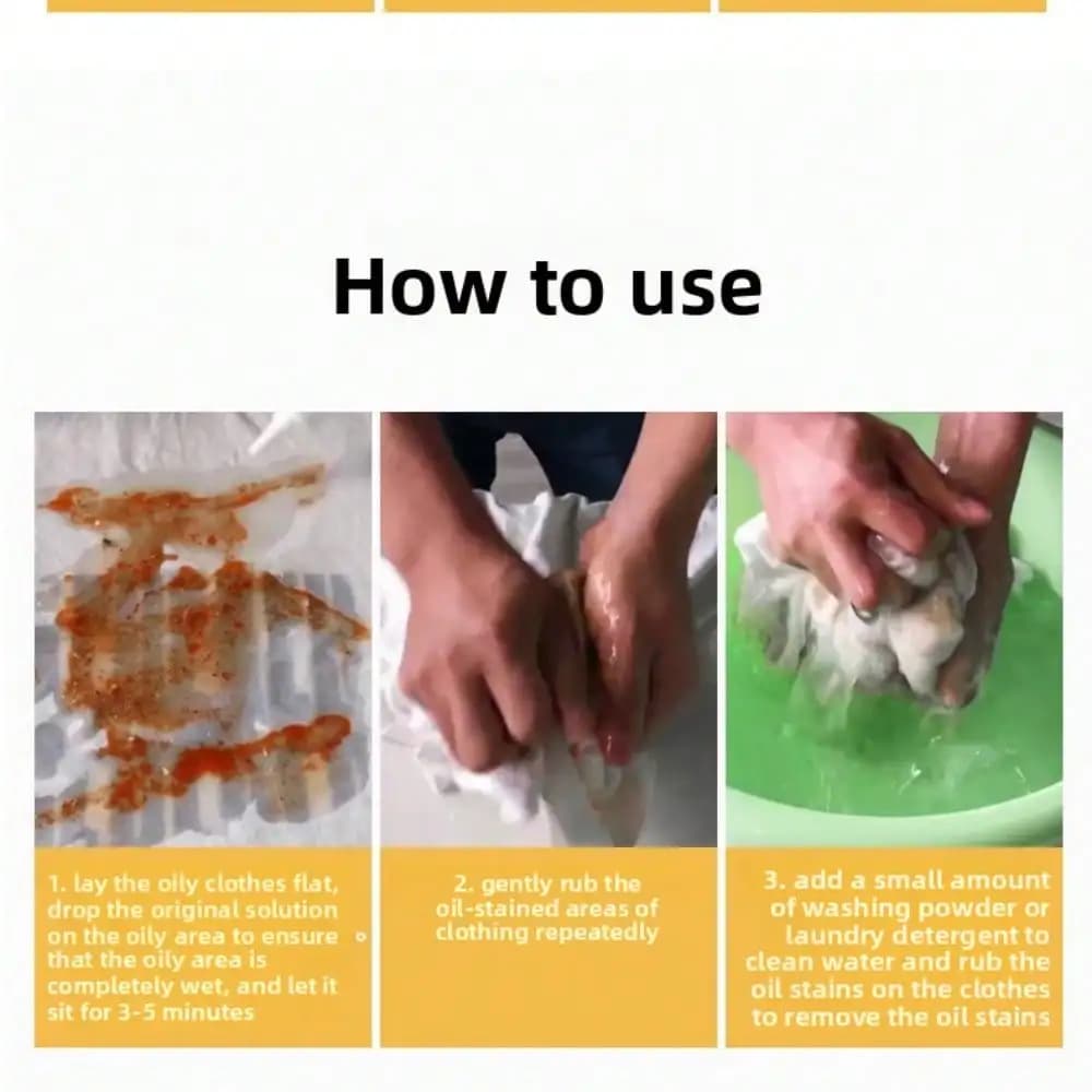 Détachant puissant pour vêtements, nettoyant efficace à action rapide pour les taches de graisse, élimine les taches d'huile tenaces des tissus et