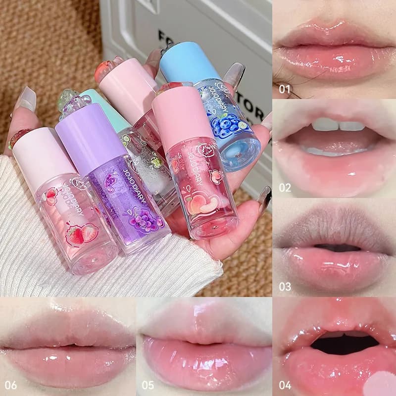 Jojo Diary Huile à lèvres parfumée aux fruits : fournit l'hydratation et l'hydratation, prévient les lèvres gercées et améliore les rides et est un brillant à lèvres de style coréen adapté au soin des