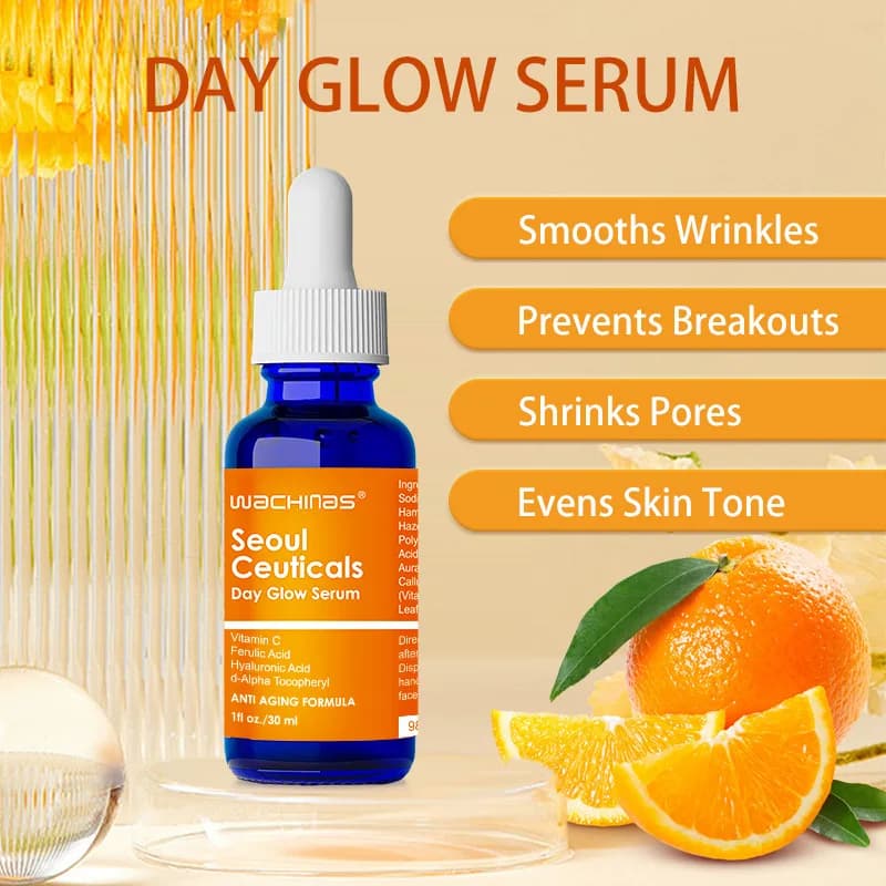 Sérum à 20% de vitamine C et acide hyaluronique férulique, soin pour la peau, anti-âge, anti-déformable, éclaircissant, pour les taches foncées