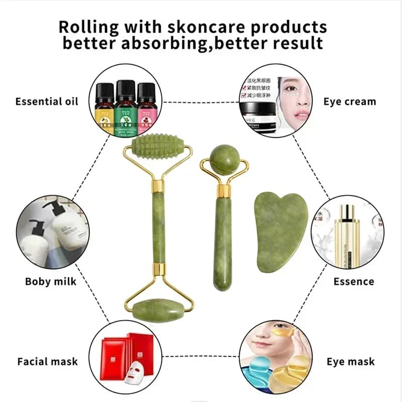 Rouleau de Jade naturel Gua Sha pour le visage