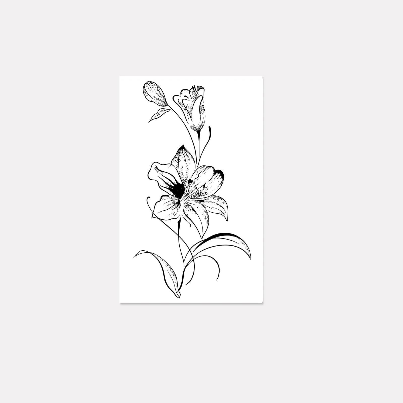 Tatouage temporaire Lily, motif floral simple en ligne, tatouage sexy pour la taille et le ventre, art corporel imperméable et longue durée