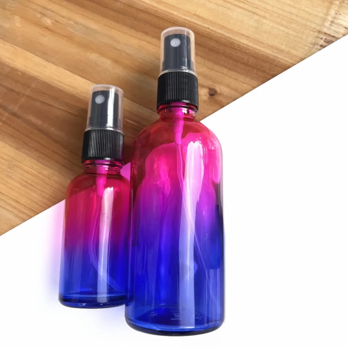 1x 3x Flacons vaporisateurs d'huile essentielle 30ml 100ml, atomiseur de parfum à brume fine, flacon en verre dégradé rechargeable, flacon vide pour shampoing