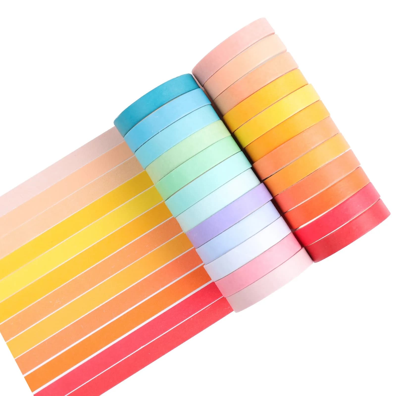 48 rouleaux de ruban adhésif Washi, ruban de masquage de 8 mm de large, couleur unie arc-en-ciel, décoratif pour journal intime, Scrapbooking, fournitures scolaires et de bureau
