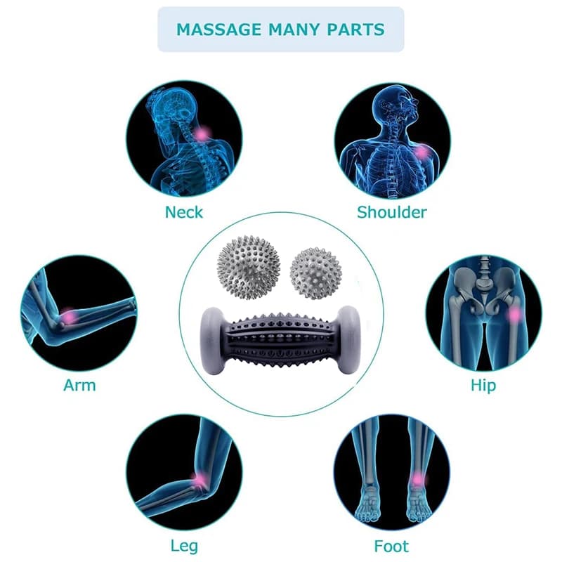 Balle de massage à picots pour pieds, type Lacrosse, soulage la fasciite plantaire, les douleurs aux mains, aux épaules, aux jambes, au talon et à la voûte plantaire, pour massage des tissus profonds