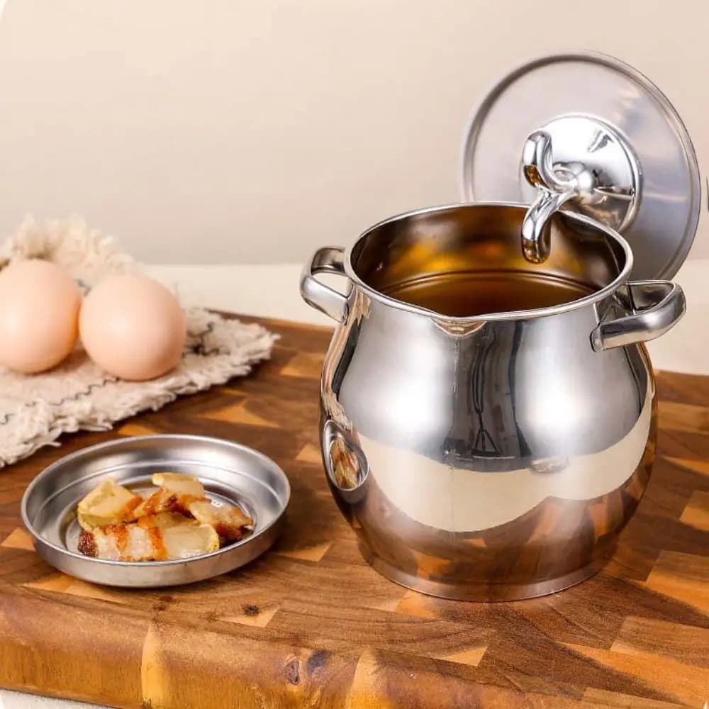 Pot de filtre à huile en acier inoxydable, 1,5/3,5 l, passoire à saindoux, filtre à huile de cuisson, conteneur de stockage de graisse, réservoir de filtre de cuisine