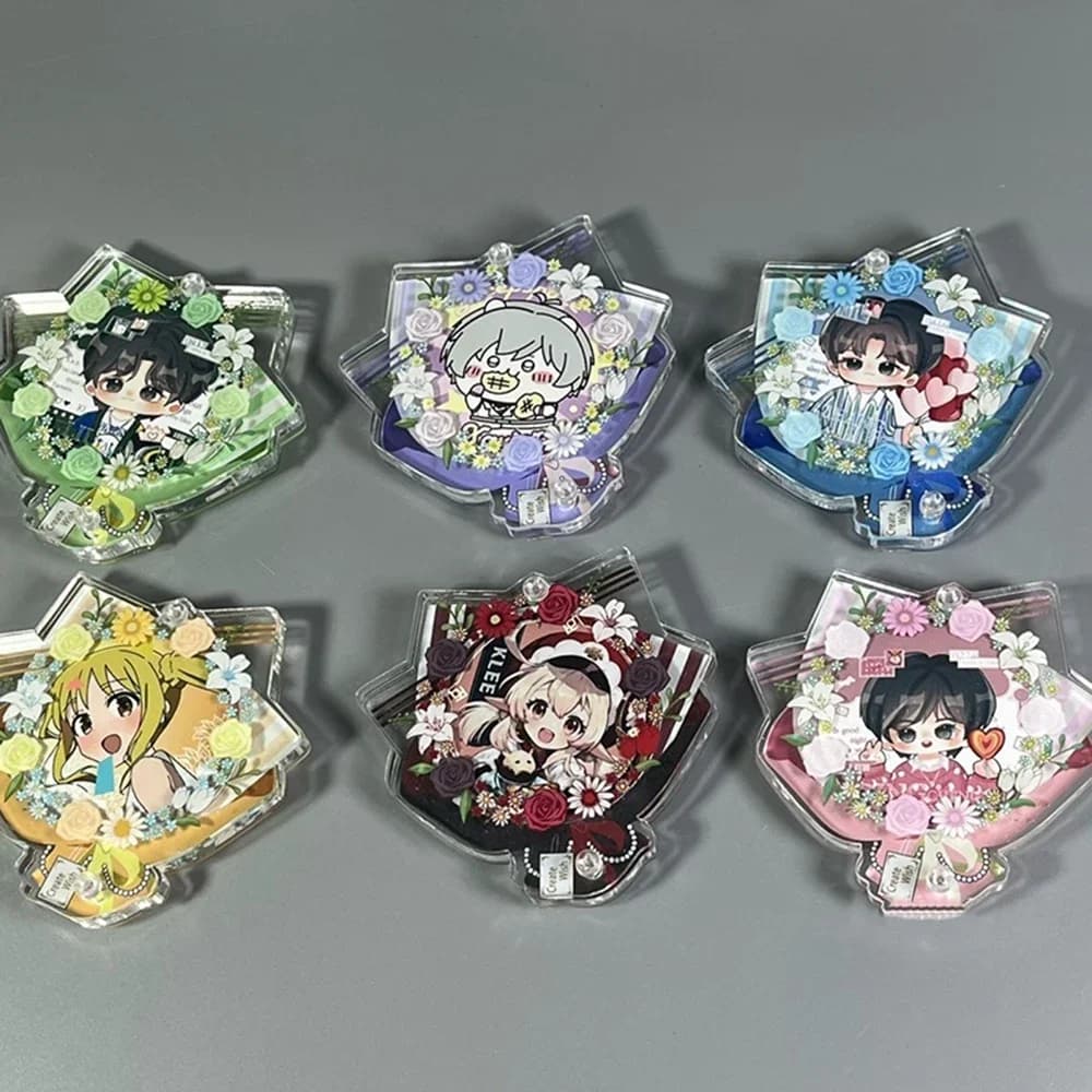 Boîte de rangement de beauté Bouquet éternel, cadre de carte en acrylique de 58mm, Badge en brique de haute qualité, boîtes de rangement décoratives, cadeau pour amis