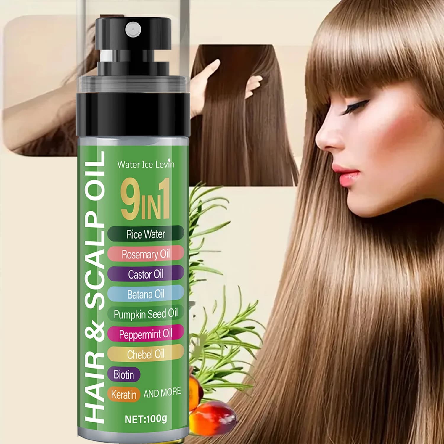 Huile Cheveux Riz 120ml - Complexe 7 Huiles Végétales, Nutrition Kératine, Revitalisation Cuir Chevelu