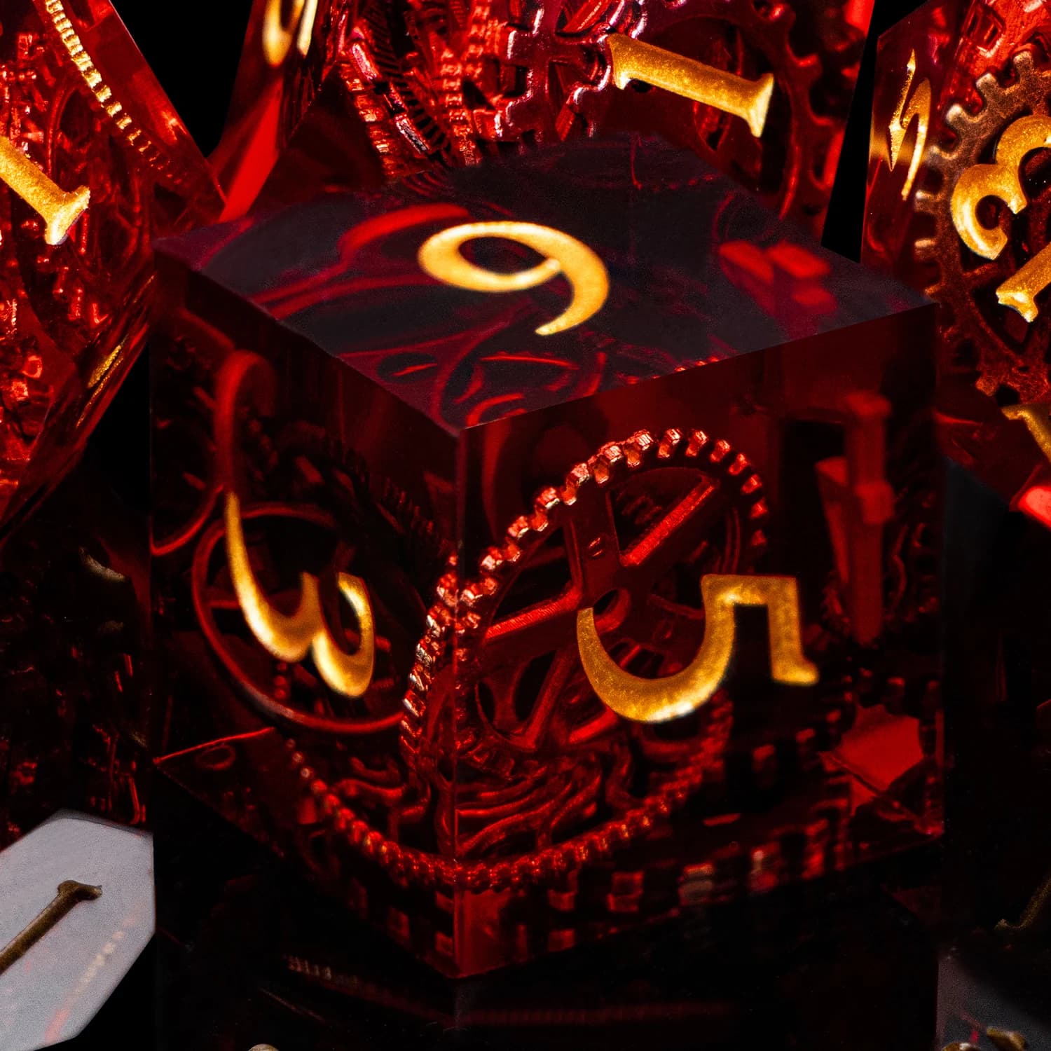 Dés à jouer D&D en résine rouge D20 à bords tranchants pour Dungeons & Dragons, Pathfinder et jeux de rôle polyédriques