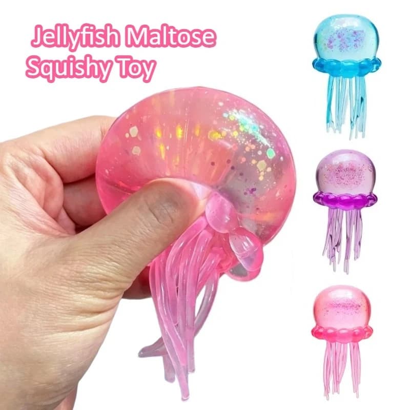 Jouet Squishy Méduse en Maltose, Doux et Mignon, Anti-Stress, Relaxant, Balle Fidget Amusante, Cadeau pour Amis