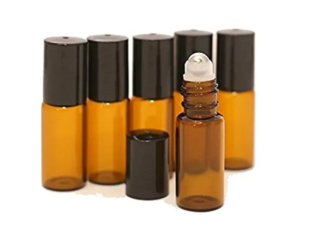 Bouteilles en verre à rouleau pour huiles essentielles, rouleau en verre rechargeable ambre, flacons d'huile métalliques, Mini bouteille, 5 à 50 pièces, 1ml, 2ml, 3ml, 5ml, 10ml