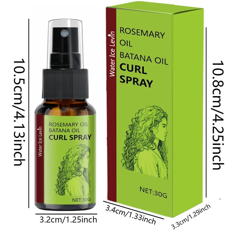 Spray pour cheveux bouclés à l'huile de romarin et à l'huile de batana. Huile de graines d'Orbignya Oleifera à base de glycérine. Définit les boucles, hydrate le cuir chevelu. Contrôle des frisottis e