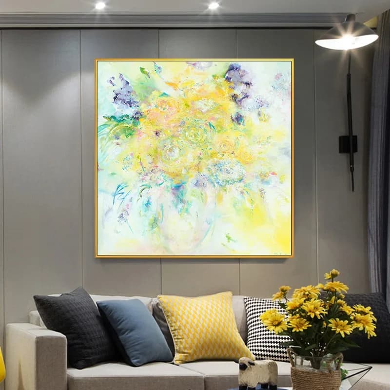 Peinture à l'huile florale abstraite peinte à la main, Art mural de fleurs colorées sur toile, illustration de plantes, décor de maison, salon, chambre à coucher, bureau