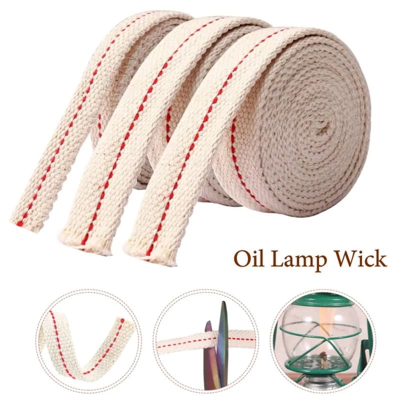 1-5 rouleaux de mèches de lampe à huile, mèches de lanternes à huile plates avec point pour lampes à huile et brûleurs de bougies, 1 m (rouge, 10 mm-20 mm)