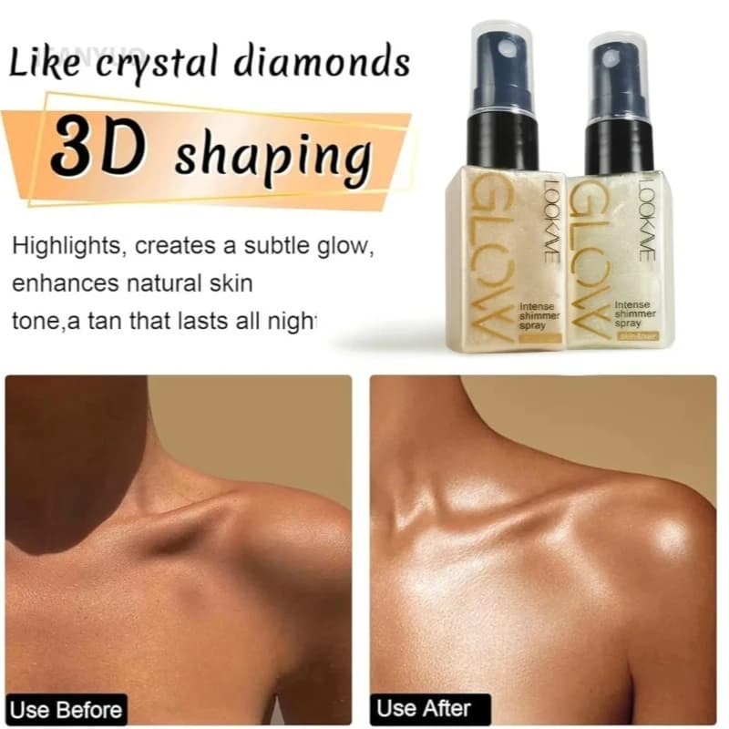 Spray d'huile scintillante nacrée, brillant durable, Contour du Bronze doré, éclaircissant pour le visage et le corps, surligneur liquide scintillant